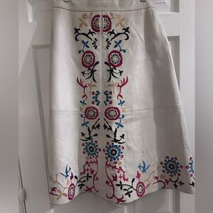 Embroidered Alice and Olivia leather skirt